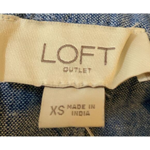 LOFT Outlet Blue Chambray Pleated A-Line Skirt Size XS Coastal Cowgirl Preppy - Picture 11 of 12